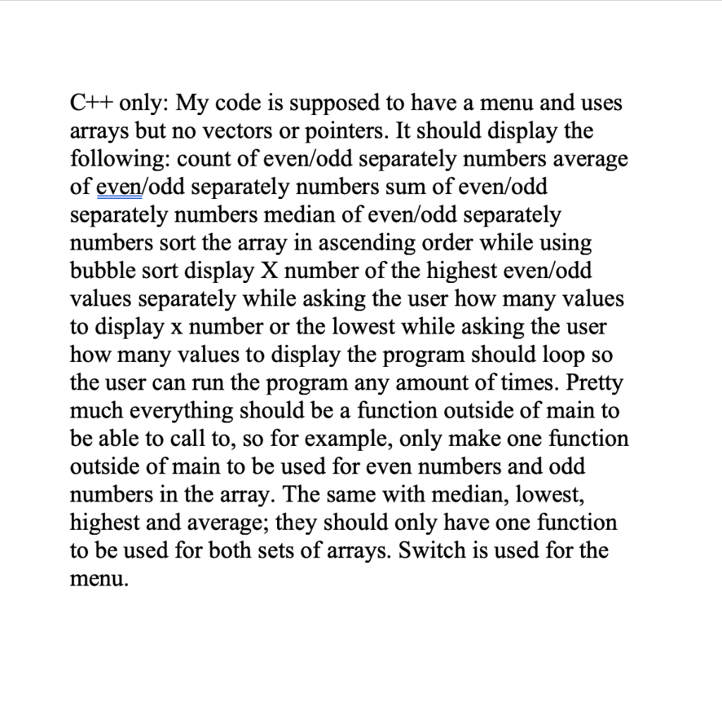 Solved C++ Prompt: Plan and code a menu-driven modular | Chegg.com