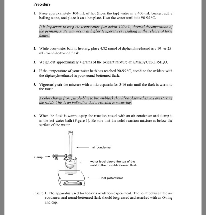 Reduction of Benzophenone and Oxidation of | Chegg.com