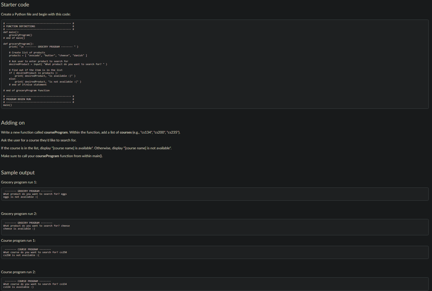 Solved Starter code Create a Python file and begin with this | Chegg.com
