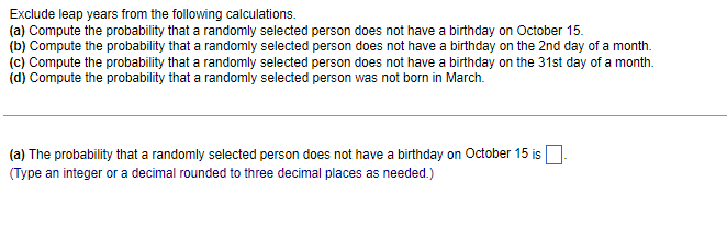 Solved Exclude Leap Years From The Following Calculations. | Chegg.com