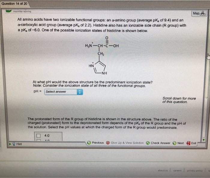 Solved Question 14 of 20 Map All amino acids have two