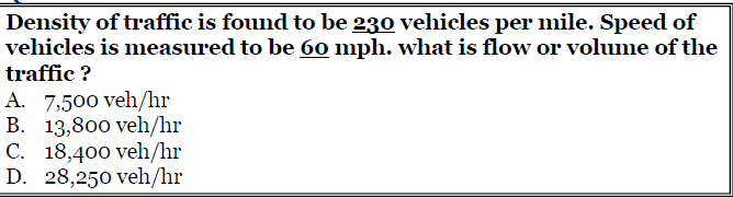 Solved Density of traffic is found to be 230 vehicles per | Chegg.com