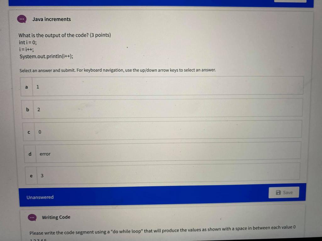 Solved Java increments What is the output of the code? (3 | Chegg.com