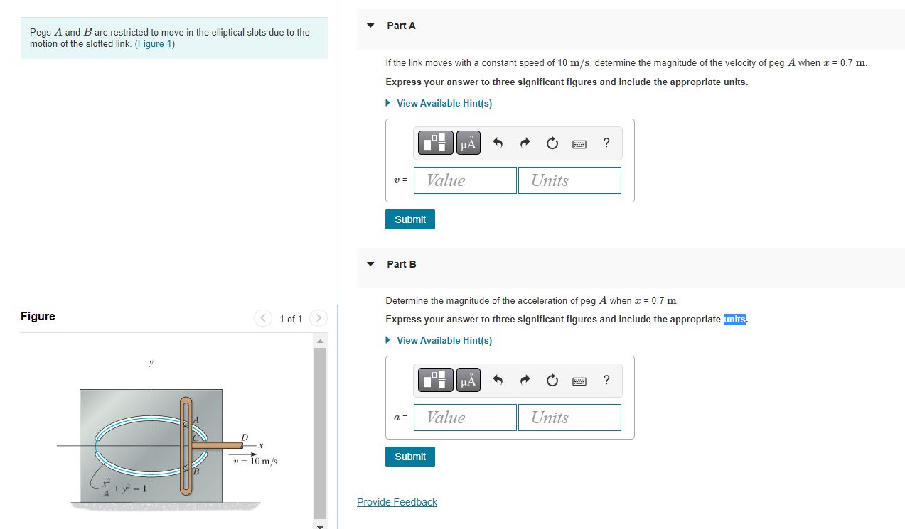 Solved Pegs A And B Are Restricted To Move In The Elliptical | Chegg.com