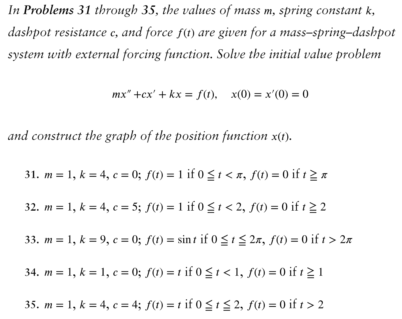 Solved In Problems 31 Through 35 The Values Of Mass M