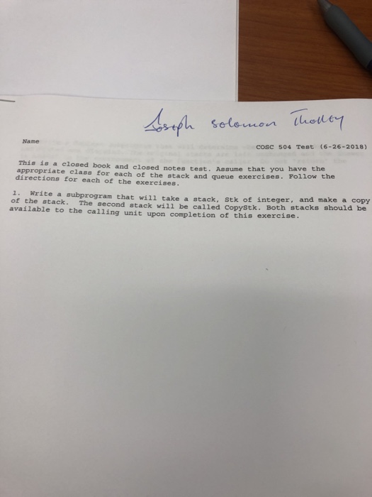 Name COSC 504 Test (6-26-2018) This is a closed book | Chegg.com