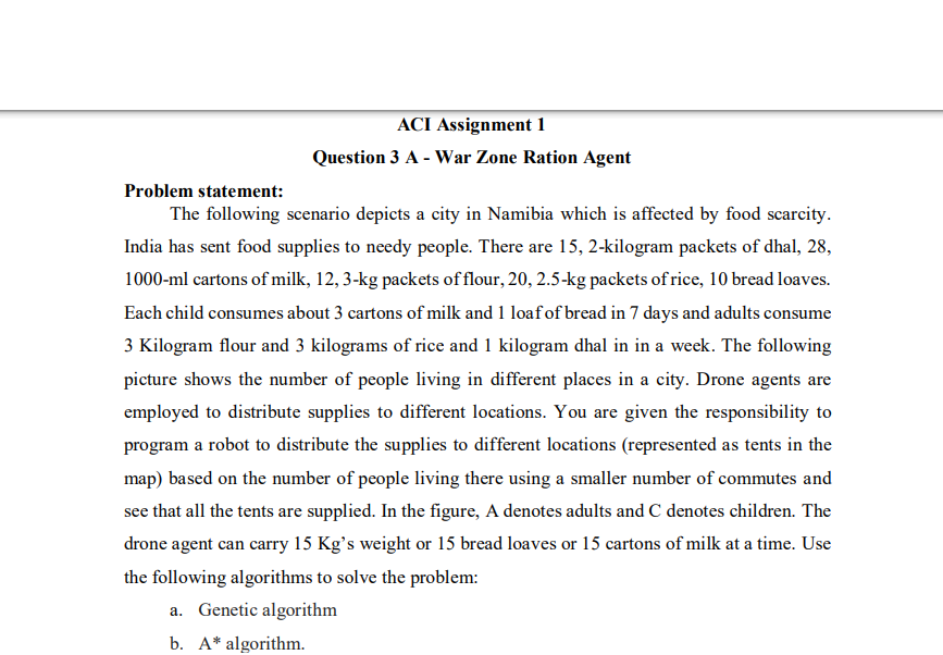 Solved Question 3 A - War Zone Ration Agent Problem | Chegg.com