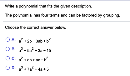 Solved Write a polynomial that fits the given description. | Chegg.com