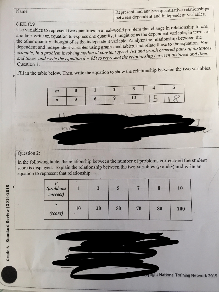 Solved Name Represent and analyze quantitative relationships | Chegg.com