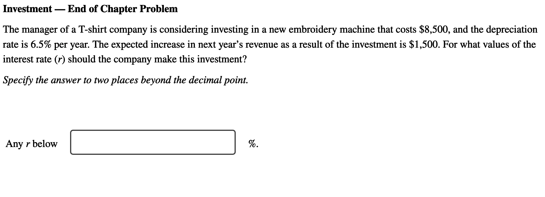 Solved Investment - End Of Chapter Problem The Manager Of A | Chegg.com