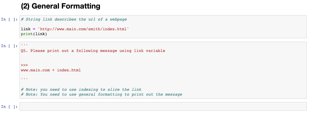 Solved (2) General Formatting # String link describes the | Chegg.com