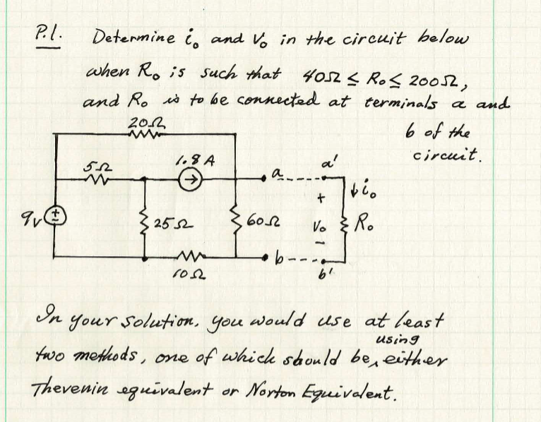 Solved Determine i0 and v0 in the circuit below when R0 is | Chegg.com