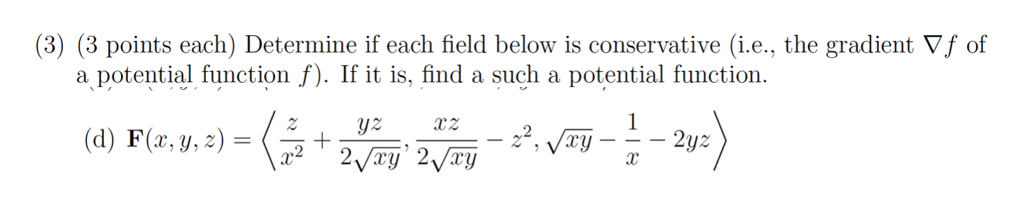 Solved (3) (3 points each) Determine if each field below is | Chegg.com