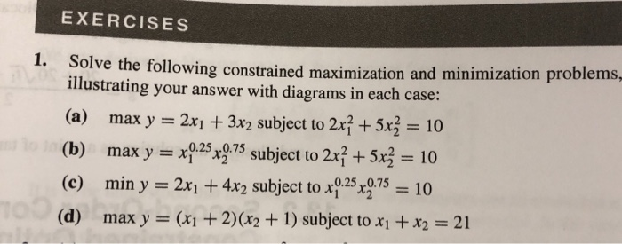 Solved 6. For the constrained optimization problems exercise | Chegg.com