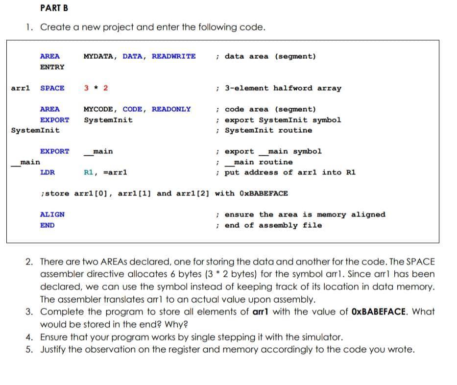 PART B 1. Create a new project and enter the | Chegg.com