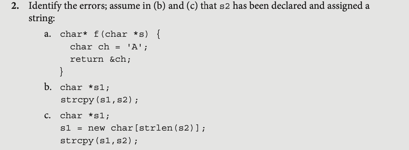 Solved Identify The Errors; Assume In (b) And (c) That S2 | Chegg.com