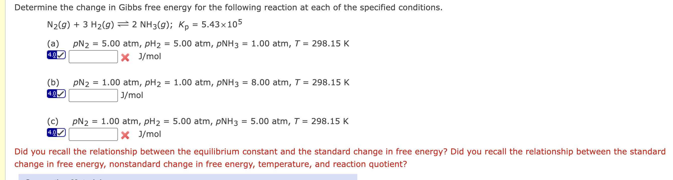 Solved Determine the change in ﻿Gibbs free energy for the | Chegg.com