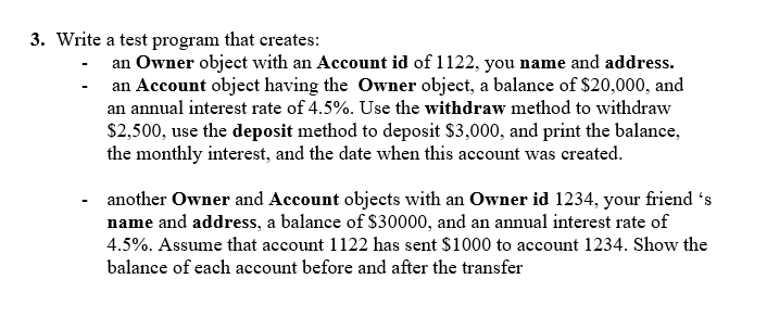 Solved . 1. Define a class Owner that contains: • A private | Chegg.com