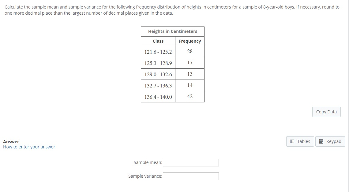Solved Calculate the sample mean and sample variance for the | Chegg.com