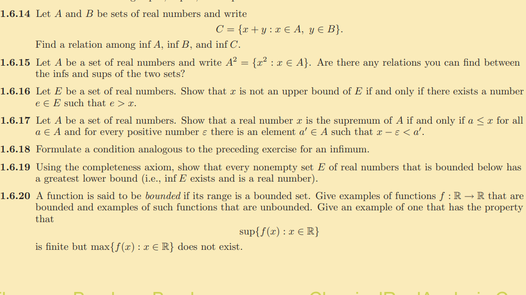 Solved 1.6.14 Let A and B be sets of real numbers and write | Chegg.com