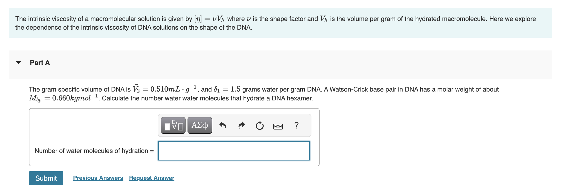 Solved The intrinsic viscosity of a macromolecular solution | Chegg.com