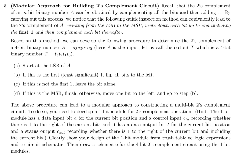 Solved 5. (Modular Approach for Building 2's Complement | Chegg.com