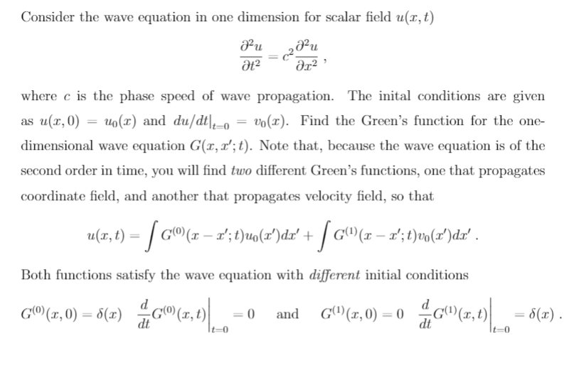 Solved Consider the wave equation in one dimension for | Chegg.com