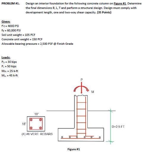 PROBLEM M1. Design an interior foundation for the | Chegg.com
