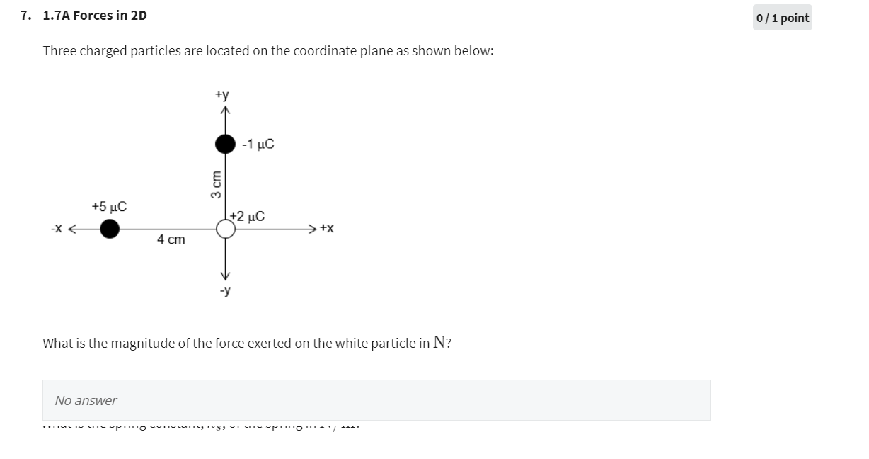 Solved Three Charged Particles Are Located On The Coordinate