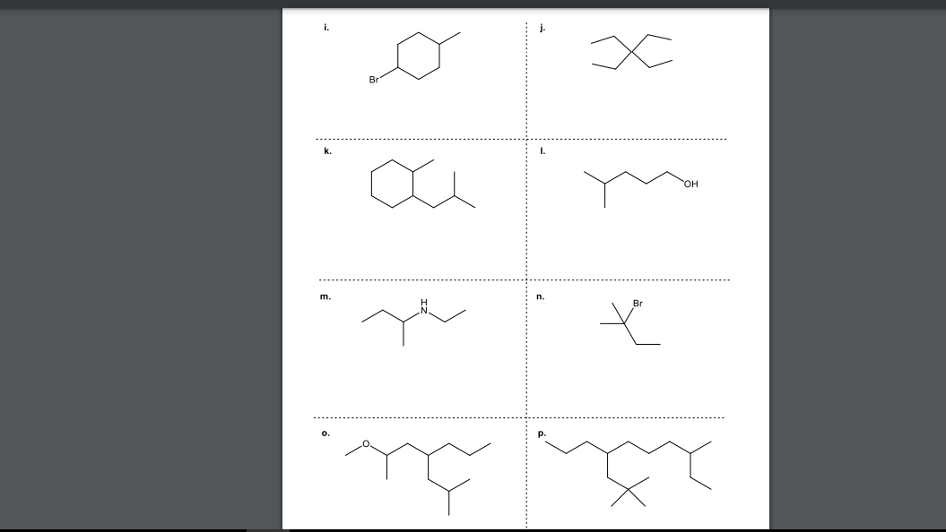 Solved 1. Provide the systematic name for each of the | Chegg.com