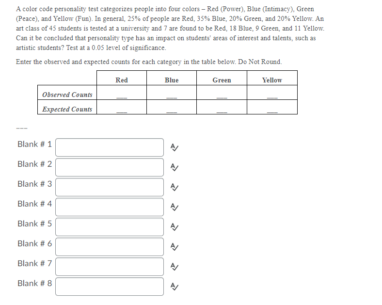 Solved A color code personality test categorizes people into | Chegg.com