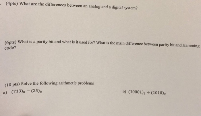 Solved (4pts) What are the differences between an analog and | Chegg.com