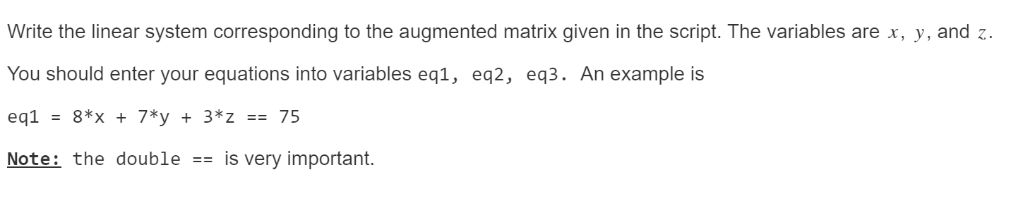 Solved Write the linear system corresponding to the | Chegg.com