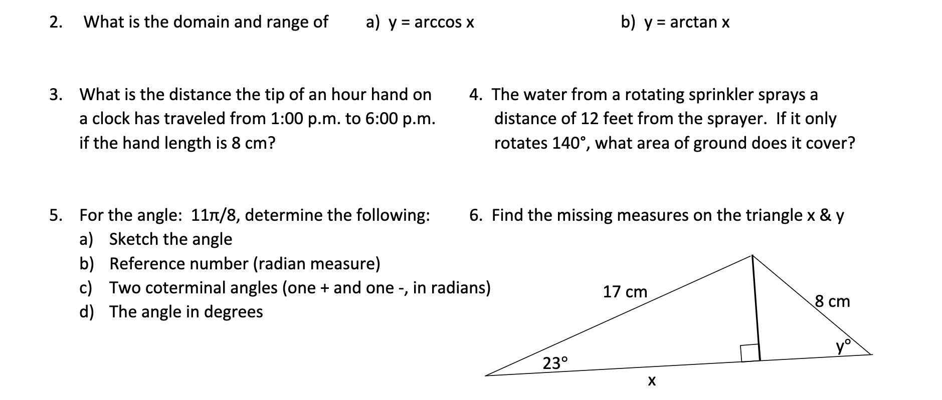 Solved 2. What is the domain and range of a) y = arccos x b) | Chegg.com