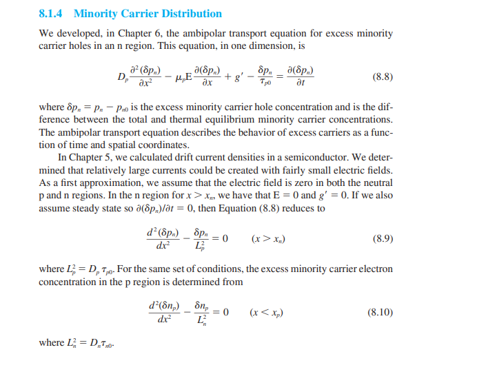 the-ambipolar-transport-equation-for-excess-minority-chegg