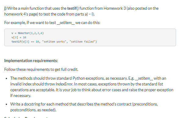 Solved Vector Class Write the code for this problem in a | Chegg.com