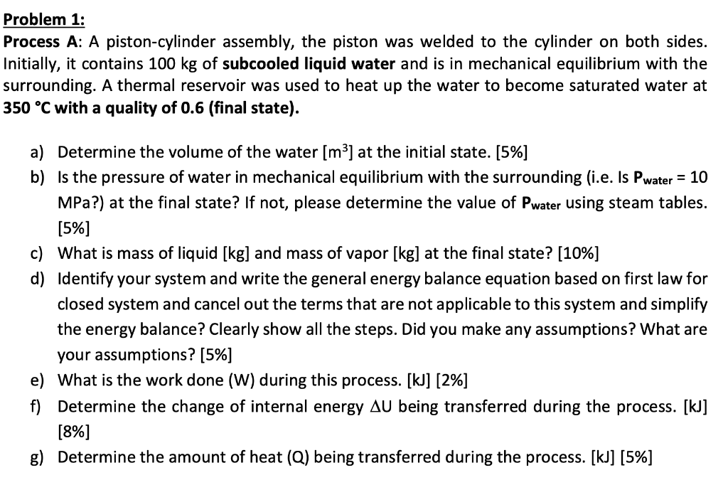 Solved Problem 1: Process A: A piston-cylinder assembly, | Chegg.com
