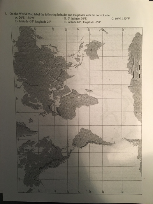 Solved On the world map label the following latitudes and | Chegg.com