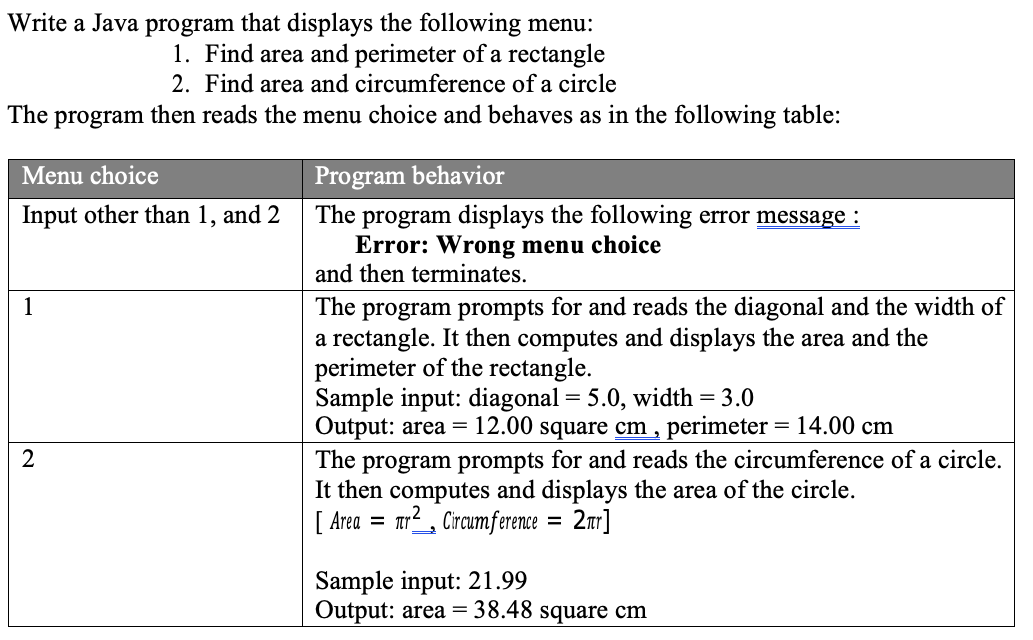 Solved Write a Java program that displays the following | Chegg.com
