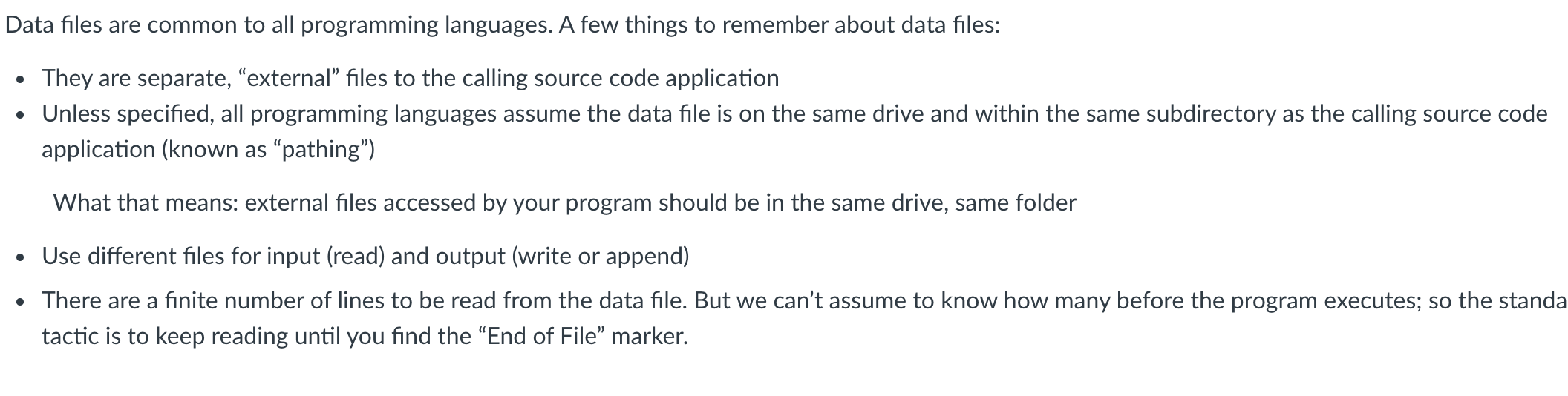 Data files are common to all programming languages. A | Chegg.com