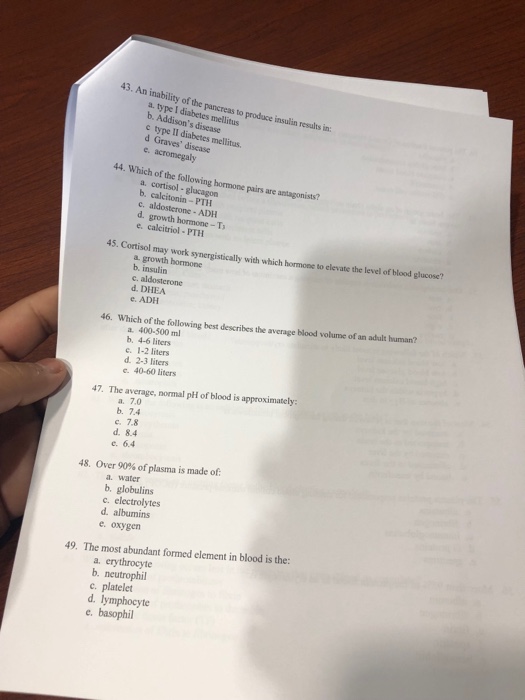 43 An Inability Of The Pancreas To A Type I Chegg