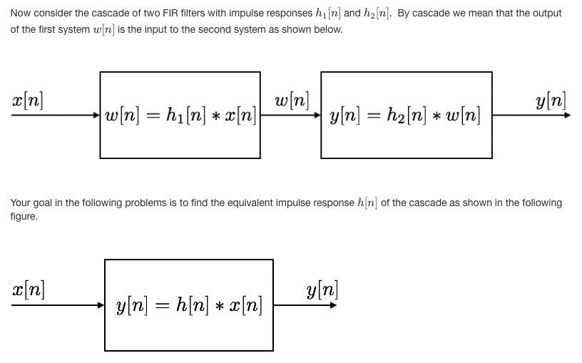 Solved Now consider the cascade of two FIR filters with | Chegg.com