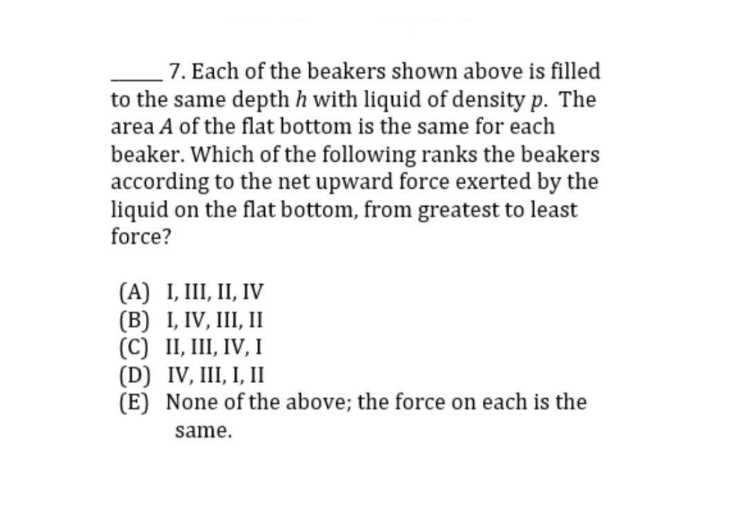 7. Each of the beakers shown above is filled to the | Chegg.com