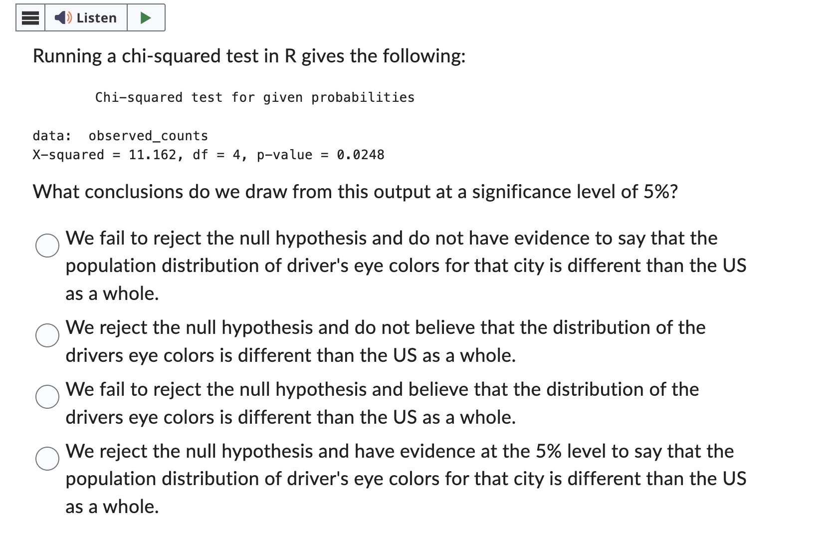 Solved Human eye color is the result of a combination of | Chegg.com