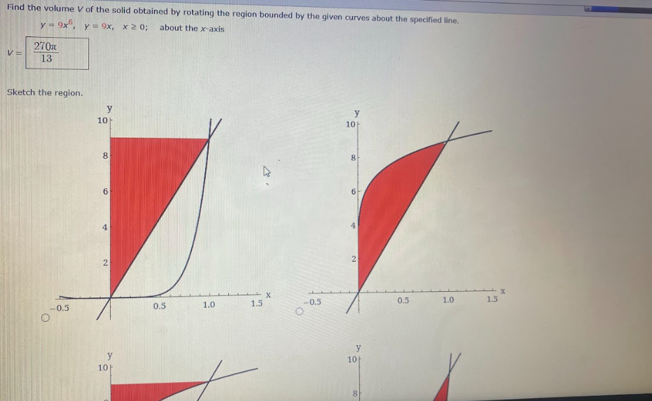 Solved Find The Volume V Of The Solid Obtained By Rotating 8958