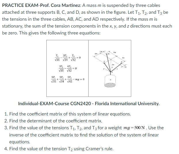 Solved PRACTICE EXAM-Prof. Cora Martinez: A mass m is | Chegg.com