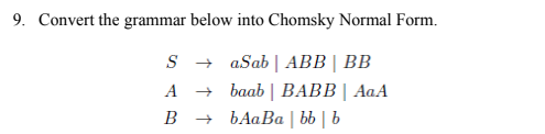 Solved Convert The Grammar Below Into Chomsky Normal Form. | Chegg.com