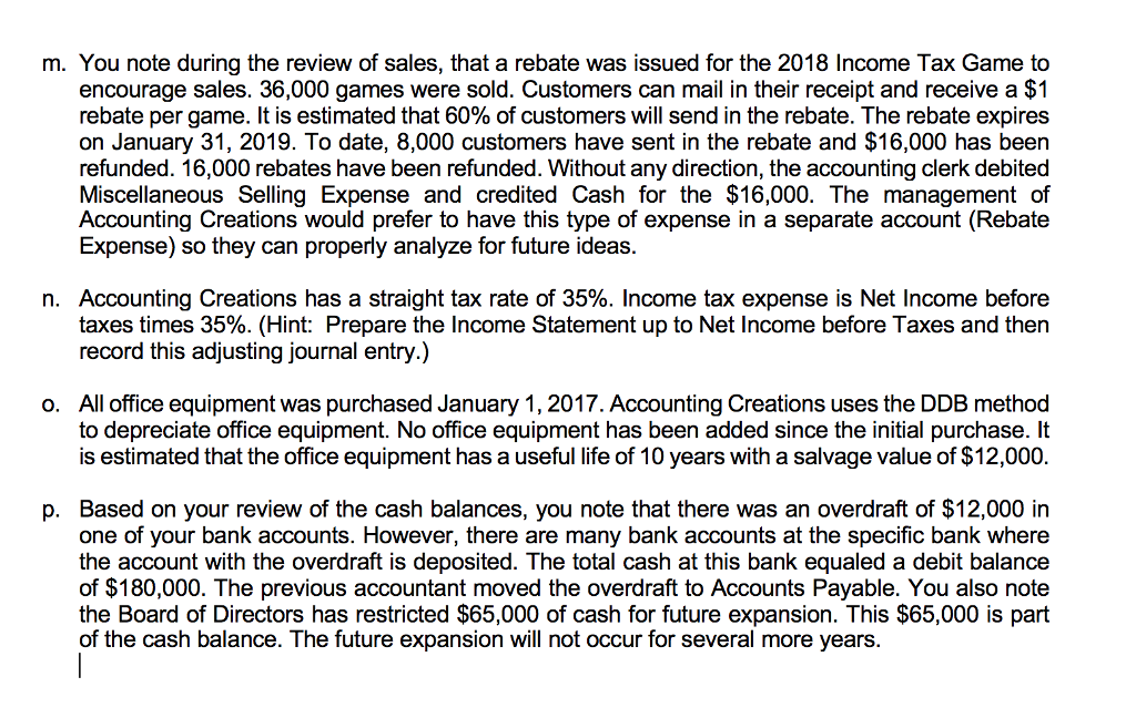 m. You note during the review of sales, that a rebate