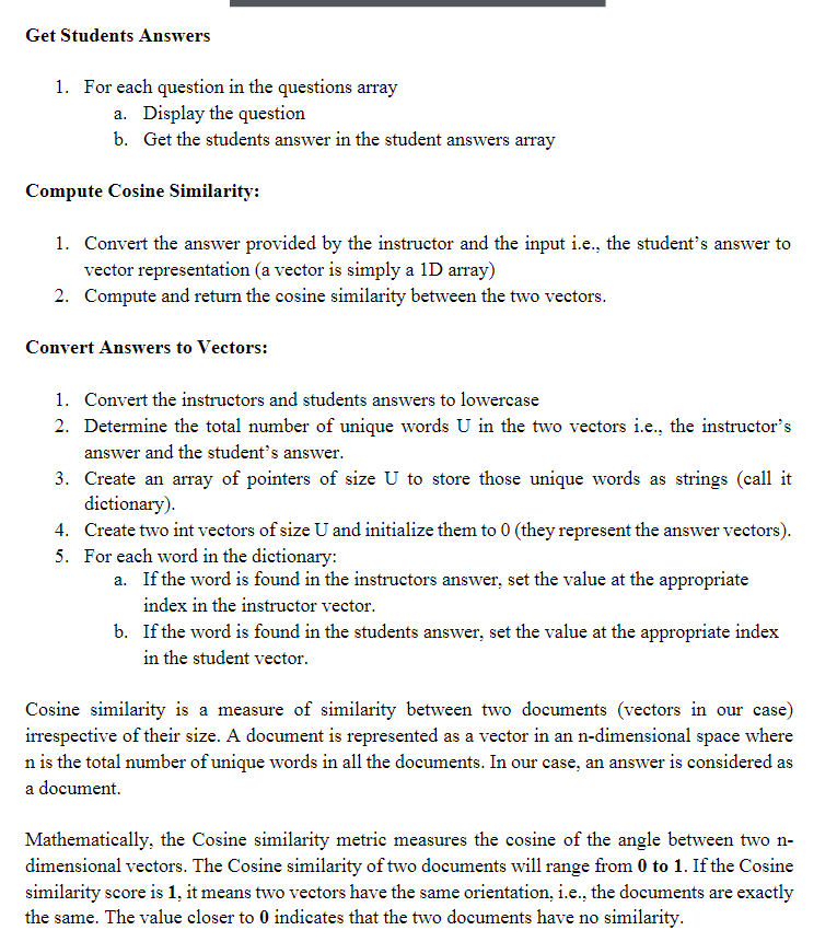Solved Get Students Answers 1. For each question in the | Chegg.com