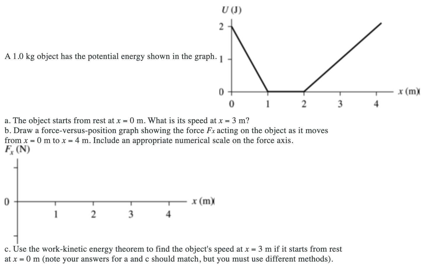 Solved U (J) 2 A 1.0 kg object has the potential energy | Chegg.com